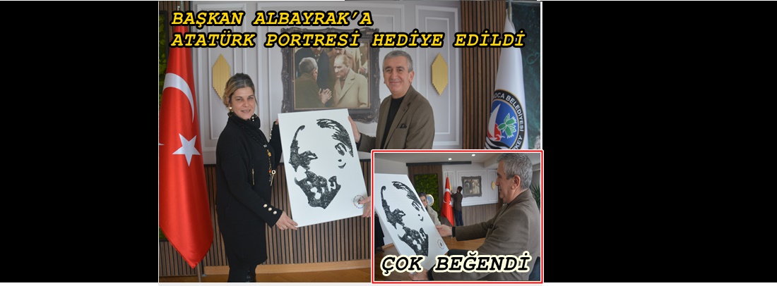 ERDEM SELİM ÇOCUK AKADEMESİNDEN BAŞKAN ALBAYRAK’A ATATÜRK PORTRESİ HEDİYESİ