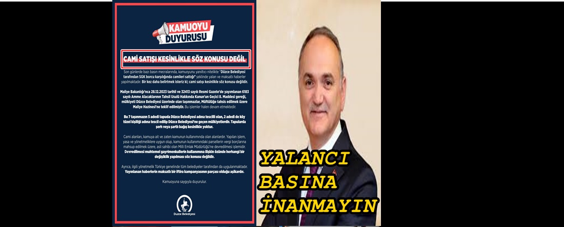 BAŞKAN ÖZLÜ : “CAMİ SATIŞI KESİNLİKLE SÖZ KONUSU DEĞİL”